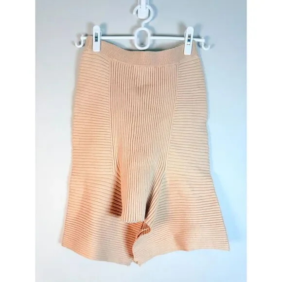 Designers Remix Womens XS Ribly Flared Knit Mini Skirt Powder Nude Scandigirl - Picture 7 of 9
